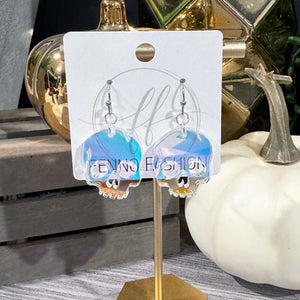 Iridescent Acrylic Skull Earrings | Halloween Skull Earrings | FENNO FASHION