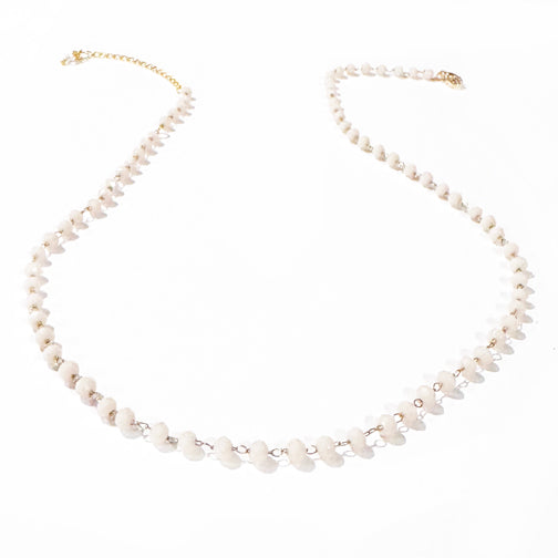 Ivory faceted glass bead choker necklace | Dainty beaded necklace | FENNO FASHION | Cincinnati jewelry designer | Layering beaded necklace 