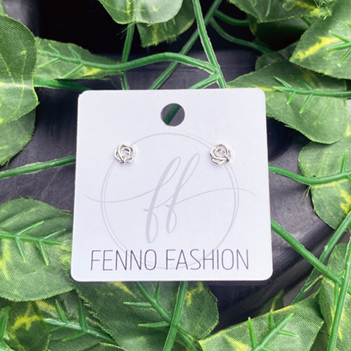 Rose Outline Stud Earrings | Dainty Studs | Flower Stud Earrings | FENNO FASHION
