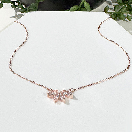 Marquise Crystal Sparkling Dainty Necklace | Dainty Crystal Necklace | Dainty Layering Necklace | FENNO FASHION 