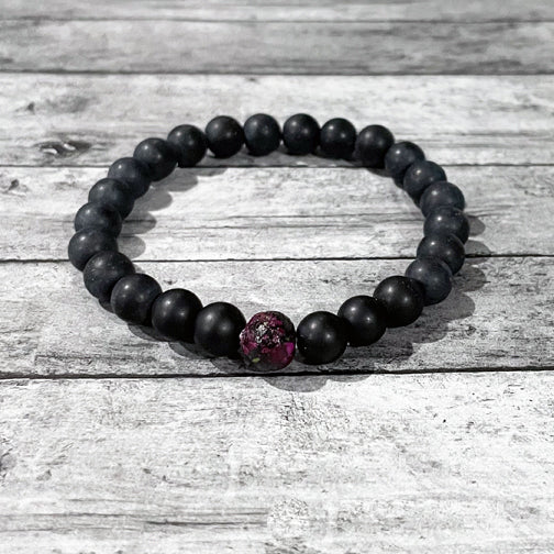 Mens Memorial Jewelry | Remembrance Mens Bracelet | Lava Stone Bracelet | Funeral Flower Jewelry | Remembrance Jewelry Cincinnati | FENNO FASHION