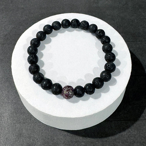 Mens Memorial Jewelry | Remembrance Mens Bracelet | Lava Stone Bracelet | Funeral Flower Jewelry | Remembrance Jewelry Cincinnati | FENNO FASHION