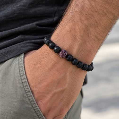 Mens Memorial Jewelry | Remembrance Mens Bracelet | Lava Stone Bracelet | Funeral Flower Jewelry | Remembrance Jewelry Cincinnati | FENNO FASHION