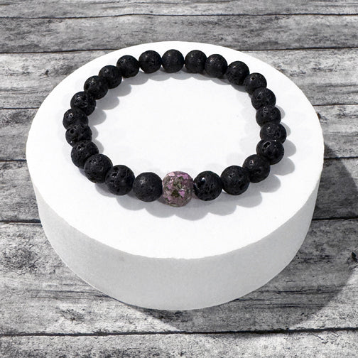 Mens Memorial Jewelry | Remembrance Mens Bracelet | Lava Stone Bracelet | Funeral Flower Jewelry | Remembrance Jewelry Cincinnati | FENNO FASHION