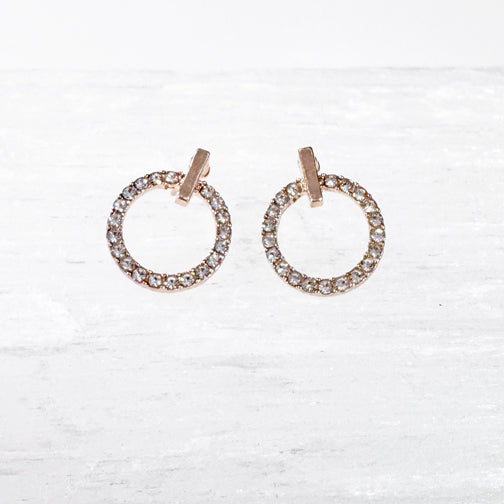 Minimal Glam Pavé Hoop Stud Earrings | Geometric Earrings | Geometric Studs | FENNO FASHION