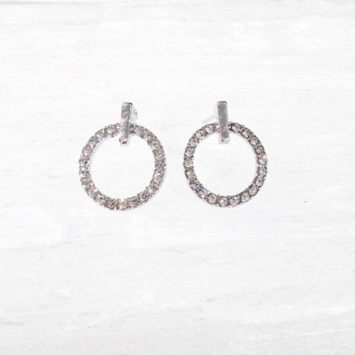 Minimal Glam Pavé Hoop Stud Earrings | Geometric Earrings | Geometric Studs | FENNO FASHION