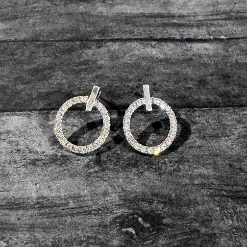 Minimal Glam Pavé Hoop Stud Earrings | Geometric Earrings | Geometric Studs | FENNO FASHION