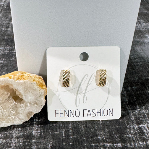 Gold Luxe Line Studs | Geometric Stud Earrings | Small Studs | Textured Metal Earrings | FENNO FASHION