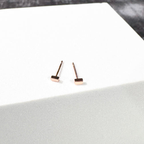 Minimalist Earrings | Rose Gold Bar Stud Earrings | Small Studs | Rectangle Earrings | FENNO FASHION