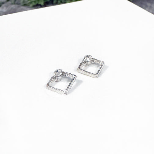 Minimalist Square Earrings | Silver Minimalist Earrings | Dainty Studs | FENNO FASHION