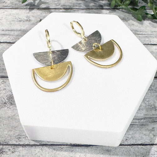Mixed Metal Geometric Earrings | Mixed Metal Jewelry | Geometric Earrings | Semi-Circle Earrings | FENNO FASHION | Megan Fenno | Cincinnati 