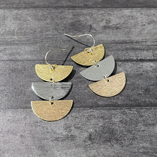 Mixed Metal Geometric Earrings | Semi Circle Earrings | Mixed Metal Earrings | FENNO FASHION