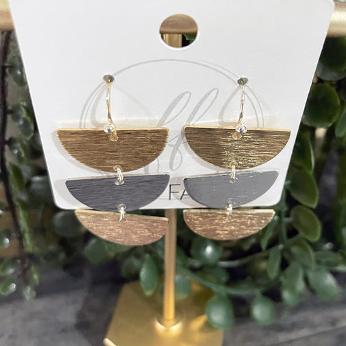 Mixed Metal Geometric Earrings | Semi Circle Earrings | Mixed Metal Earrings | FENNO FASHION