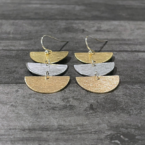 Mixed Metal Geometric Earrings | Semi Circle Earrings | Mixed Metal Earrings | FENNO FASHION