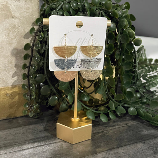 Mixed Metal Geometric Earrings | Semi Circle Earrings | Mixed Metal Earrings | FENNO FASHION