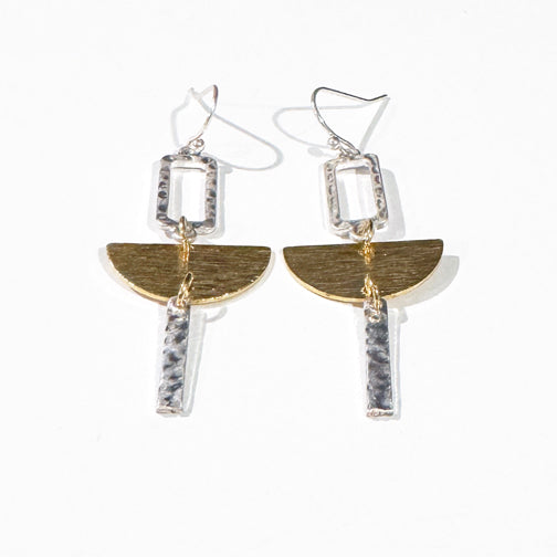 Mixed Metal Geometric Jewelry | Mixed Metal Earrings | Geometric Earrings | Silver &Gold Earrings | FENNO FASHION