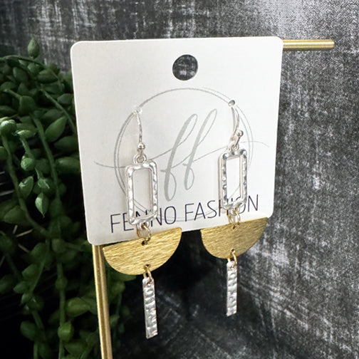 Mixed Metal Geometric Jewelry | Mixed Metal Earrings | Geometric Earrings | Silver &Gold Earrings | FENNO FASHION