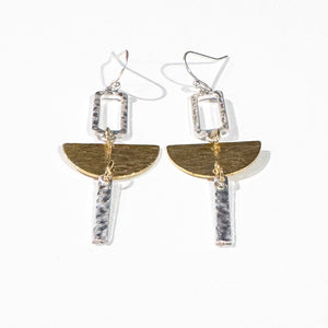 Mixed Metal Geometric Jewelry | Mixed Metal Earrings | Geometric Earrings | Silver &Gold Earrings | FENNO FASHION