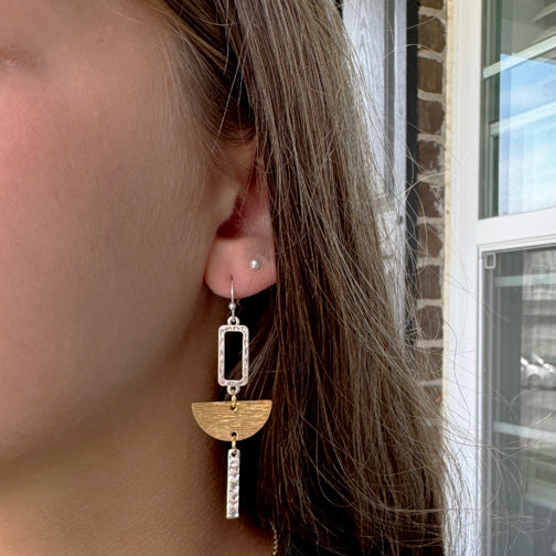 Mixed Metal Geometric Jewelry | Mixed Metal Earrings | Geometric Earrings | Silver &Gold Earrings | FENNO FASHION