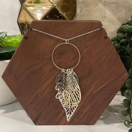 Mixed Metal Leaves Necklace | Pendant Necklace | Fall Jewelry | Leaf Necklace | FENNO FASHION