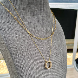 Sparkling Crystal Lined Circle Necklace (ROSE GOLD, GOLD OR SILVER)