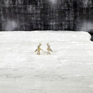 Dainty Crystal Vine Golden Stud Earrings