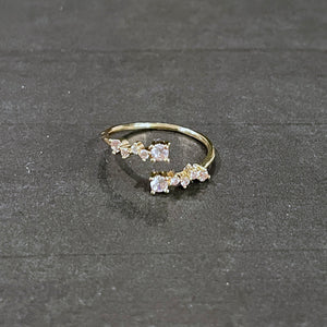 Gold Crystal Adjustable Ring | Adjustable Rings | Dainty Crystal Ring | FENNO FASHION 