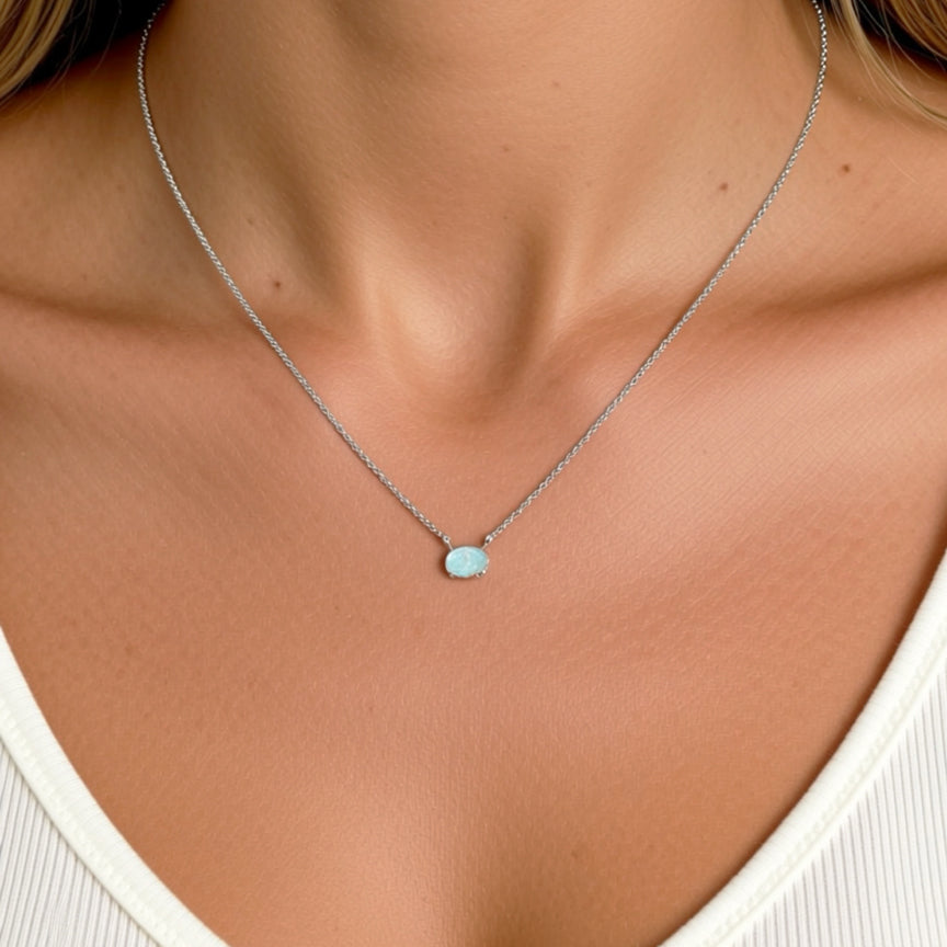 Opal Necklace | Opal Dainty Necklace | Opal Jewelry | FENNO FASHION | Cincinnati Jewelry Designer 