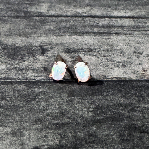 Opal Stud Earrings | Opal Jewelry | FENNO FASHION | Rose Gold Opal Studs