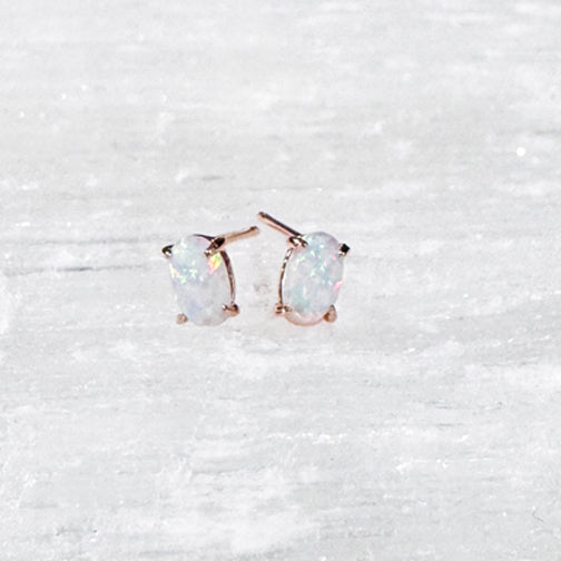 Opal Stud Earrings | Opal Jewelry | FENNO FASHION | Rose Gold Opal Studs