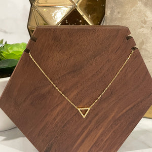 Crystal-Lined Open Triangle Dainty Necklace