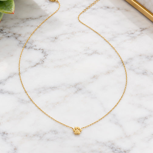 Brushed Metal Paw Print Necklace (GOLD, ROSE GOLD OR SILVER)