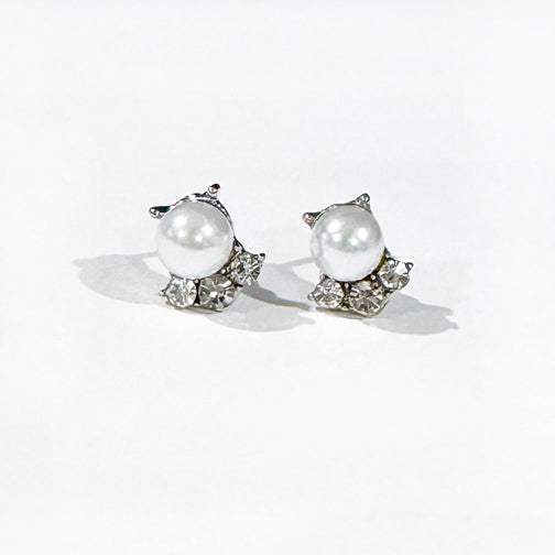 Pearl and Crystal Stud Earrings | Elegant Studs | Pearl Studs | FENNO FASHION