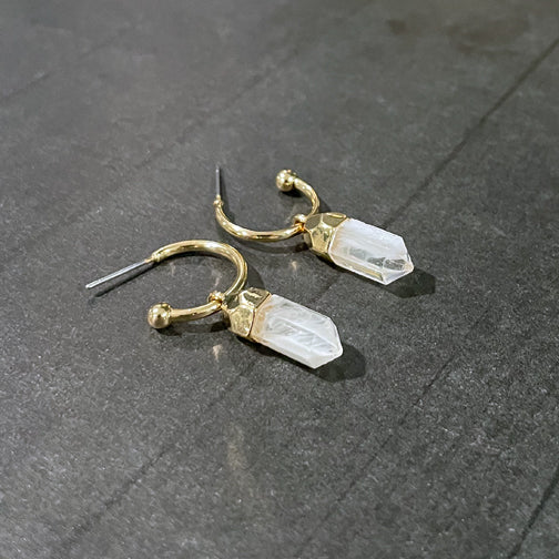 Quartz Stone Hoop Earrings | Gold Hoop Earrings | Megan Fenno | FENNO FASHION