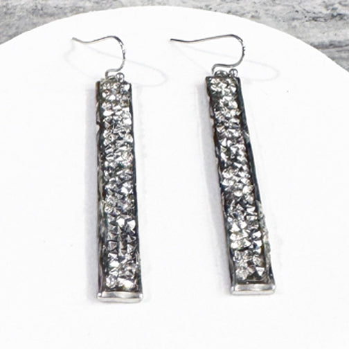 Rectangle Earrings | Silver Crystal Earrings | Date Night Earrings | Jewelry Trends 2025 | FENNO FASHION