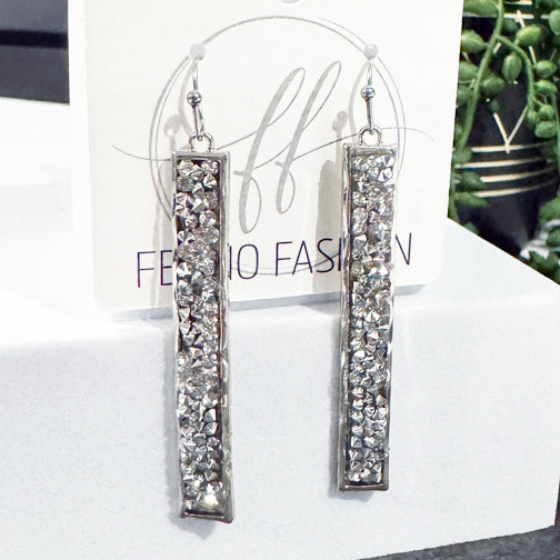 Rectangle Earrings | Silver Crystal Earrings | Date Night Earrings | Jewelry Trends 2025 | FENNO FASHION
