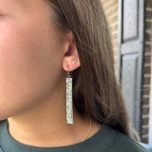 Rectangle Earrings | Silver Crystal Earrings | Date Night Earrings | Jewelry Trends 2025 | FENNO FASHION