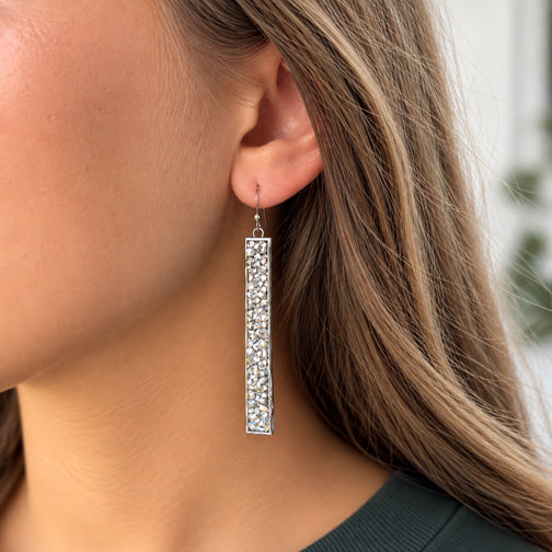 Rectangle Earrings | Silver Crystal Earrings | Date Night Earrings | Jewelry Trends 2025 | FENNO FASHION