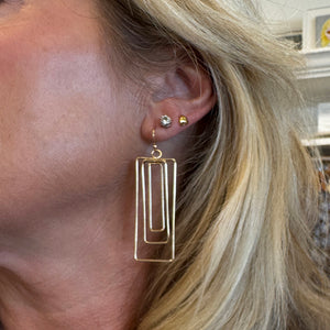 Rectangular Earrings | Gold Geometric Earrings | FENNO FASHION