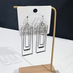 Rectangular Earrings | Silver Geometric Earrings | FENNO FASHION