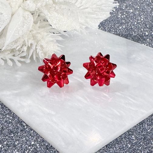Red Christmas Present Bow Stud Earrings | Red Bow Earrings  | FENNO FASHION | Christmas Jewelry | Christmas Earrings 