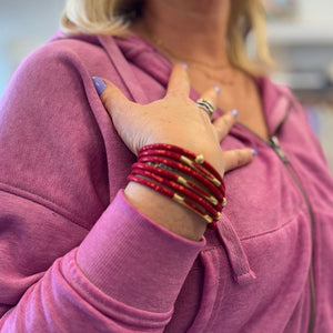 Red Leather Wrap Bracelet | Cincinnati Reds Bracelet | Cincinnati Reds Jewelry | FENNO FASHION