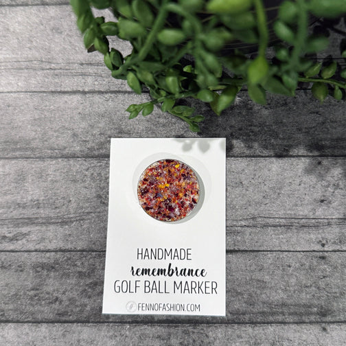 Remembrance Golf Ball Marker | Memorial Golf Ball Marker | FENNO FASHION | Megan Fenno  | Memorial Accessories Cincinnati | Memorial Keepsakes using flowers 