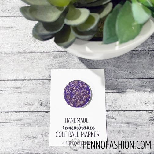 Remembrance Golf Ball Marker | Memorial Golf Ball Marker | FENNO FASHION | Megan Fenno  | Memorial Accessories Cincinnati | Memorial Keepsakes using flowers 