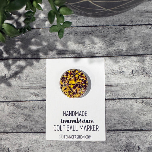 Remembrance Golf Ball Marker | Memorial Golf Ball Marker | FENNO FASHION | Megan Fenno  | Memorial Accessories Cincinnati | Memorial Keepsakes using flowers 