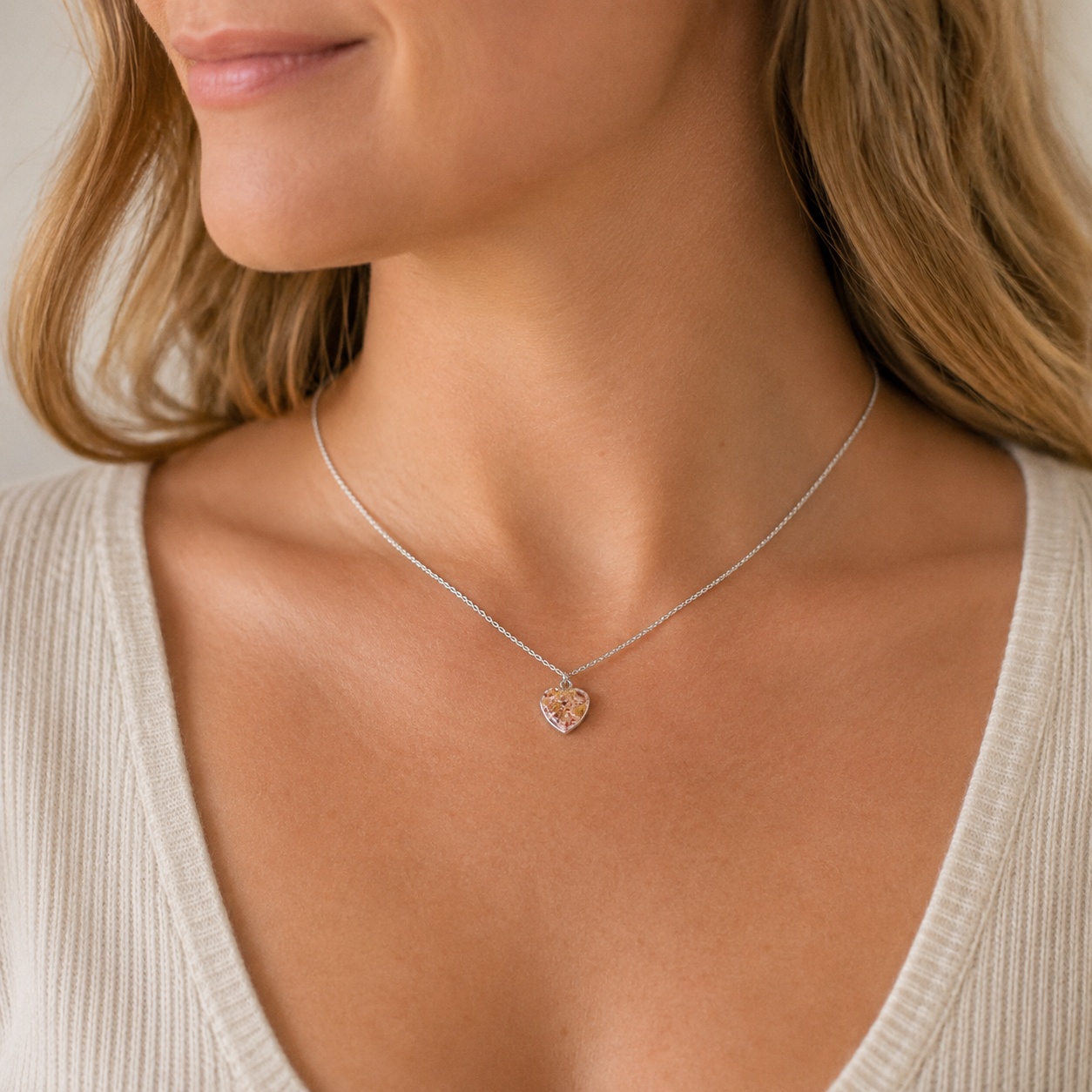 Remembrance Heart Necklace | Flower Petal Jewelry | Memorial Jewelry Cincinnati | Funeral Flower Jewelry | FENNO FASHION | Remembrance Accessories 