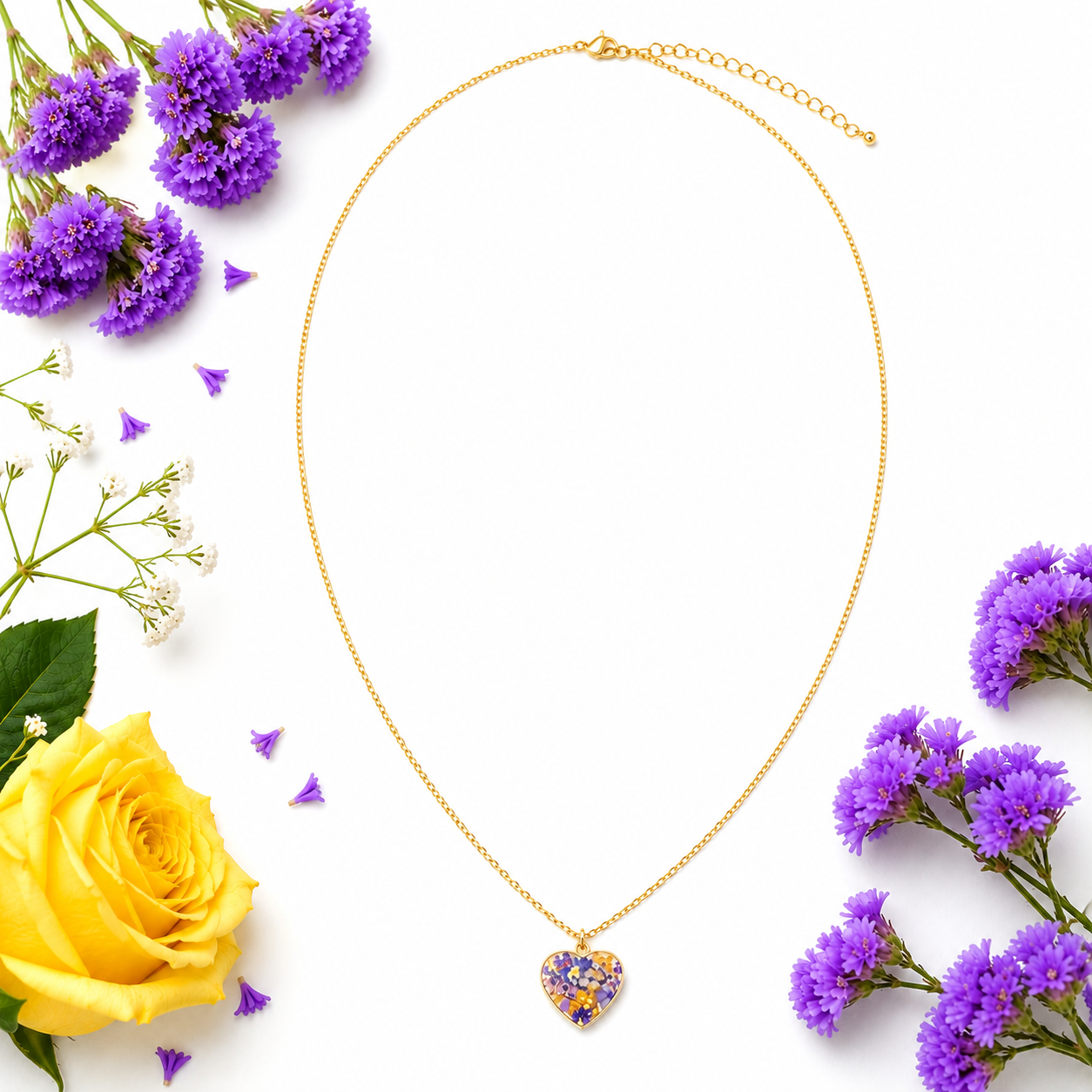 Remembrance Heart Necklace | Flower Petal Jewelry | Memorial Jewelry Cincinnati | Funeral Flower Jewelry | FENNO FASHION | Remembrance Accessories 