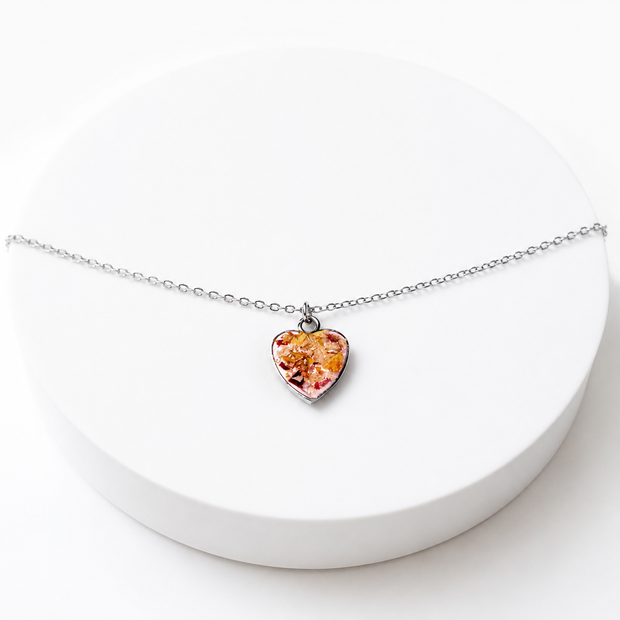 Remembrance Heart Necklace | Flower Petal Jewelry | Memorial Jewelry Cincinnati | Funeral Flower Jewelry | FENNO FASHION | Remembrance Accessories 
