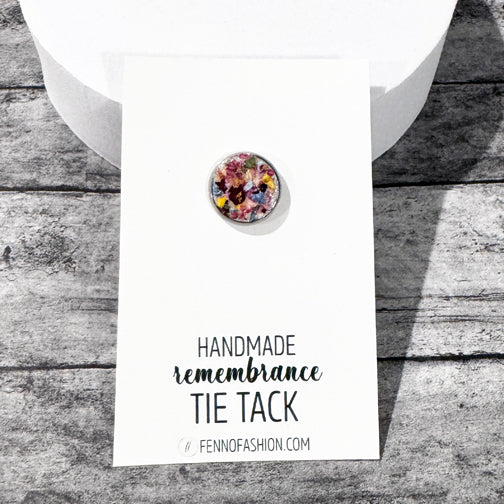 Remembrance Tie Tack | Memorial Accessories | Funeral Flower Mens Keepsakes | Funeral Flower Jewelry Cincinnati | FENNO FASHION 