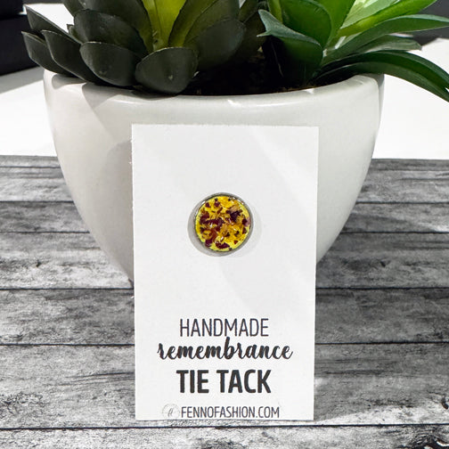 Remembrance Tie Tack | Memorial Accessories | Funeral Flower Mens Keepsakes | Funeral Flower Jewelry Cincinnati | FENNO FASHION 